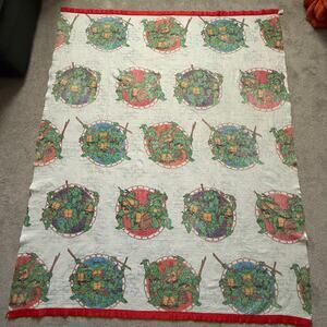 Vintage TMNT nylon edged blanket - 1990 - RARE - full - twin - 71 x 85
